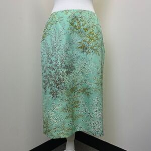 Valentino Roma Mint Green Floral Tree Print Textured Pencil Skirt Lined Italy